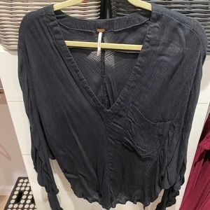 Free people large black blouse